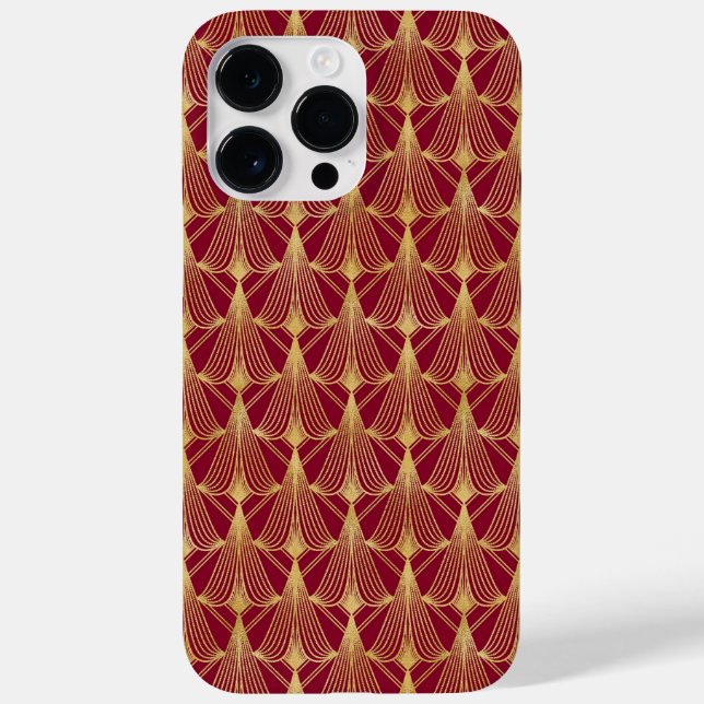 RED & GOLD ART DECO PATTERNS Case-Mate iPhone CASE (Back)