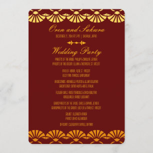 Red & Gold Art Deco Style Wedding Programs Programme