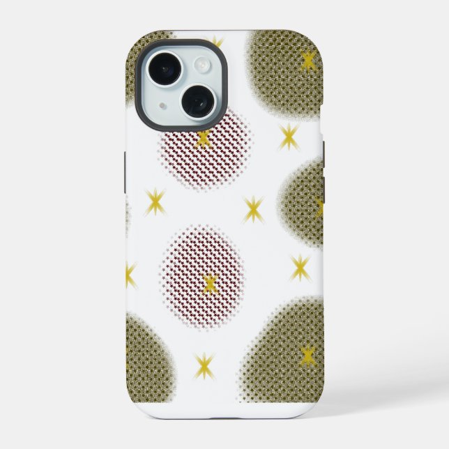 Red & Gold Artistic Pattern” iPhone 15 Case (Back)