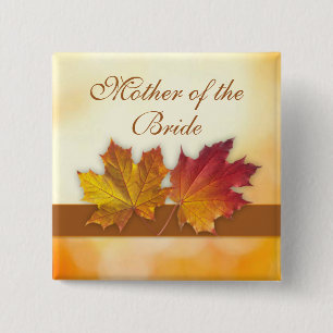 Red gold autumn leaves Wedding 15 Cm Square Badge
