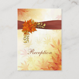 Red & gold Autumnal leaves Wedding Reception Card