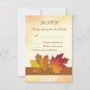 Red gold autumnal maple leaves RSVP Card