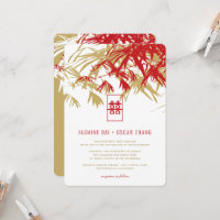 Red Gold Bamboo Leaves Double Xi Chinese Wedding