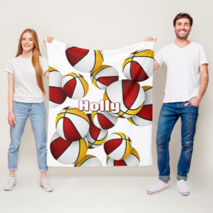 red gold basketball team colors sports decor fleece blanket