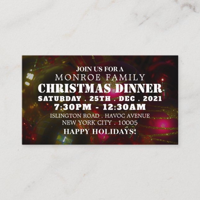 Red & Gold Baubles, Christmas Party Ticket Invite (Front)