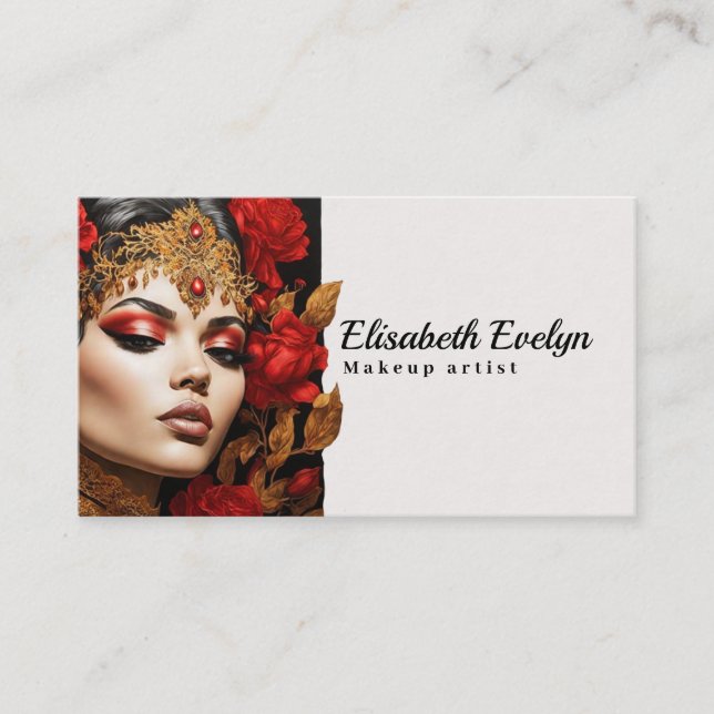 Red & Gold Beauty in Black Frame frt665 Business Card (Front)
