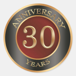 Red, gold, black 30th Wedding Anniversary Sticker