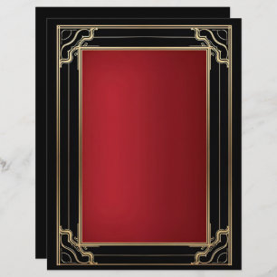 Red Gold Black Art Deco Luxury Stationery Paper Custom Letterhead