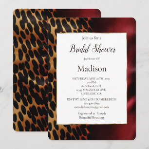Red Gold Black Cowhide Bridal Shower Invitation