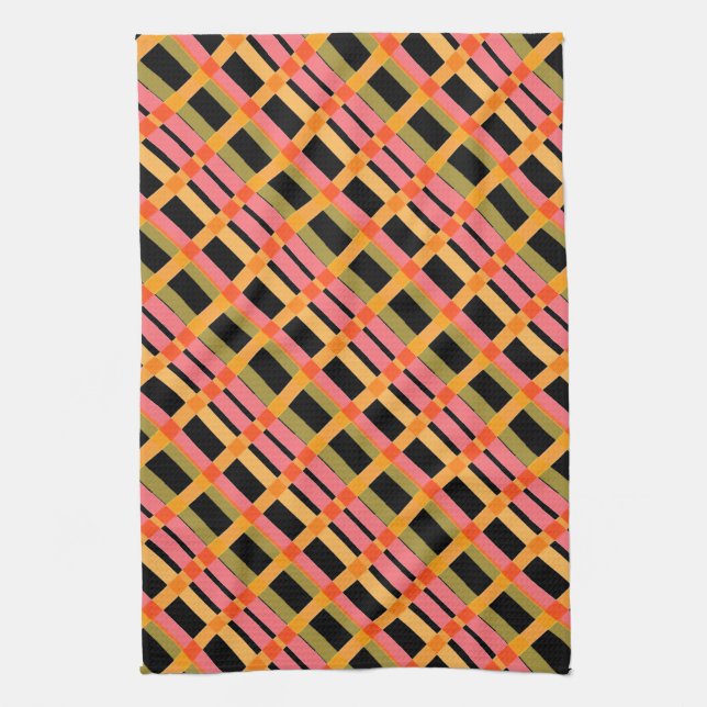 Red Gold Black Tea Towel (Vertical)
