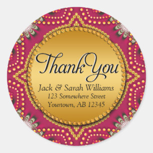 Red Gold Bohemian Thank You Sticker