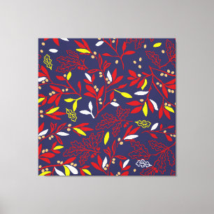 Red Gold Botanical Autumn Leaves Canvas Print