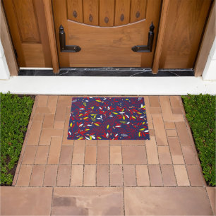 Red Gold Botanical Autumn Leaves Doormat