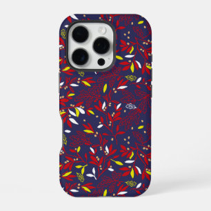 Red Gold Botanical Autumn Leaves iPhone 16 Pro Case