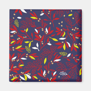 Red Gold Botanical Autumn Leaves Magnet