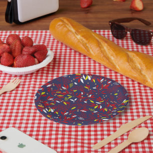 Red Gold Botanical Autumn Leaves Paper Plate