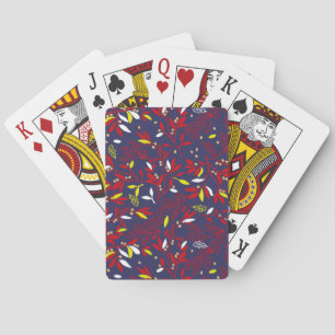 Red Gold Botanical Autumn Leaves Playing Cards