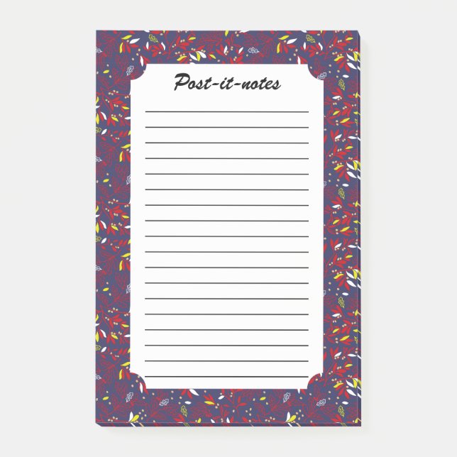 Red Gold Botanical Autumn Leaves Post-it Notes (Front)