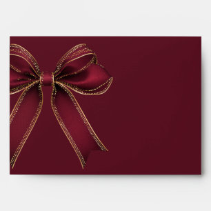 Red Gold Bow Burgundy Christmas  Envelope