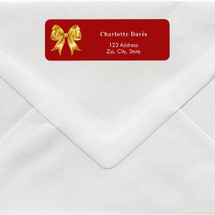 Red gold bow return address
