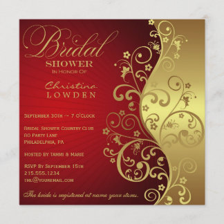 Red & Gold Bridal Shower Invitation