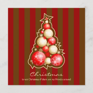 Red & Gold Bubbles Christmas Tree Invitation
