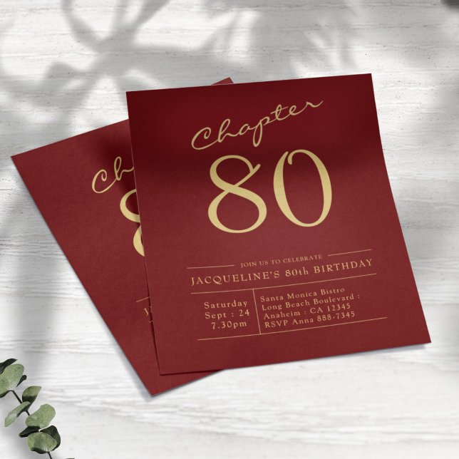 Red Gold Budget 80th Birthday Invitation Flyer (Creator Uploaded)