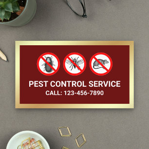 Red Gold Bugs Removal Pest Control Service Business Card