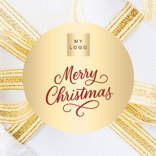 Red gold business Christmas Classic Round Sticker