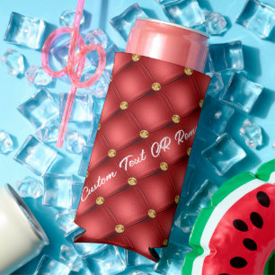 Red Gold Can Cooler with Custom Text