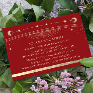 Red Gold Celestial Wedding Accommodation Enclosure Card