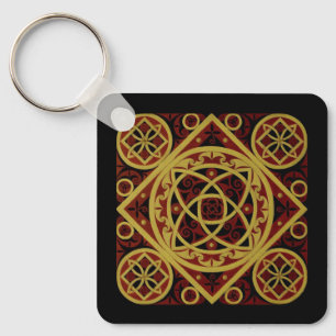 Red & Gold Celtic Design Keychain