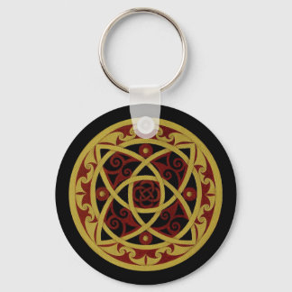 Red & Gold Celtic Design Keychain (circle)