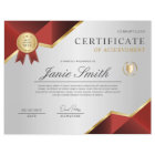 Red Gold Certificate Of Achievement Award