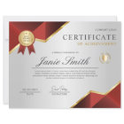 Red Gold Certificate Of Achievement Award
