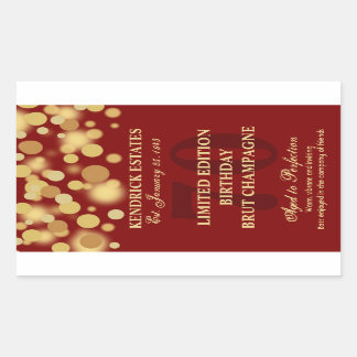 Red Gold Champagne Bubbles Birthday Label 750ml