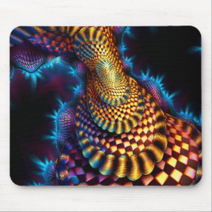 Red & Gold Chequered Mandelbrot Fractal Mouse Mat