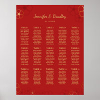 Red Gold Cherry Bloss Seating Chart | Custom
