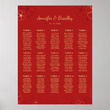 Red Gold Cherry Bloss Seating Chart | Custom