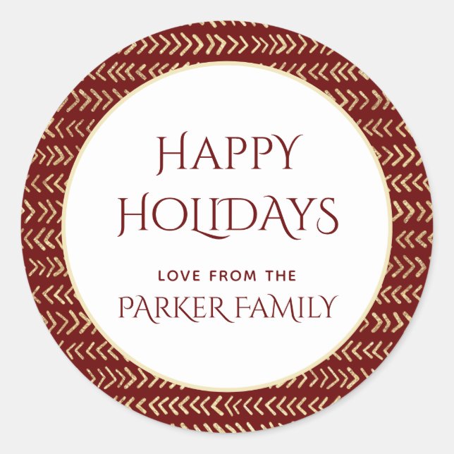 Red Gold Chevrons Named Stickers (Front)