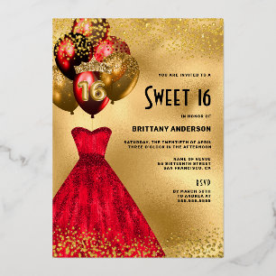 Red Gold Chic 16th Birthday Sweet 16