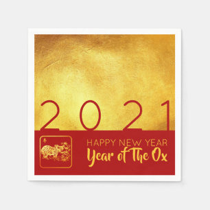 Red Gold Chinese Ox paper-cut 2021 PN Napkin