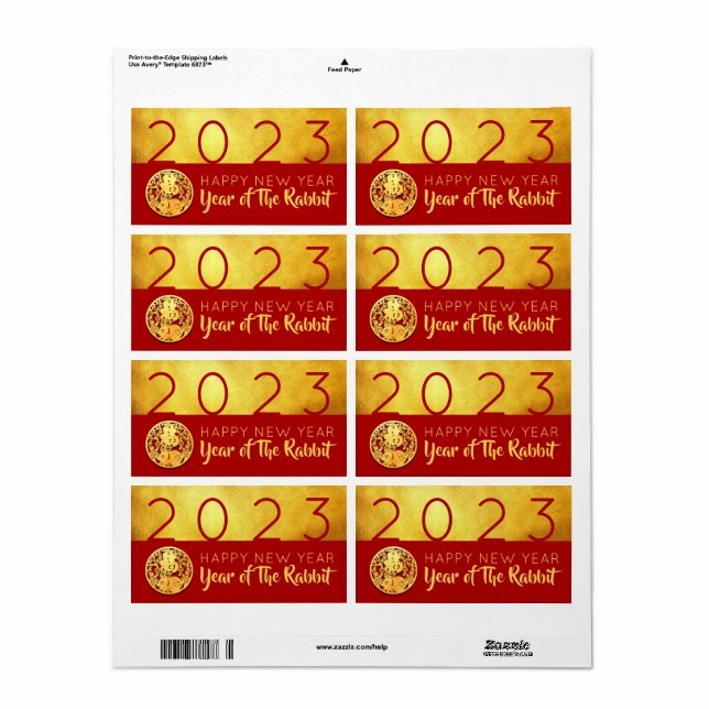 Red Gold Chinese Rabbit paper-cut 2023 RL (Full Sheet)