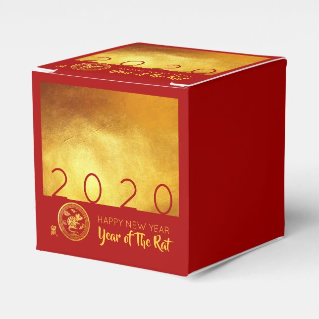 Red Gold Chinese Rat paper-cut 2020 CCFB Favour Box (Front Side)