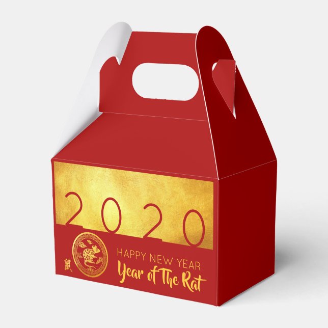 Red Gold Chinese Rat paper-cut 2020 GFB Favour Box (Front Side)