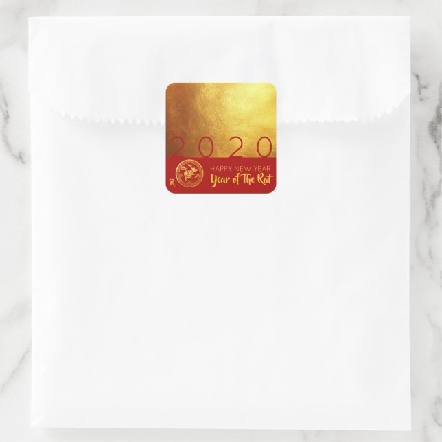 Red Gold Chinese Rat paper-cut 2020 Sticker (Bag)
