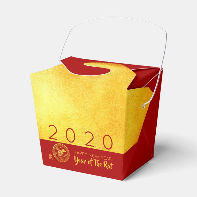 Red Gold Chinese Rat paper-cut 2020 TOFB Favour Box (Front Side)