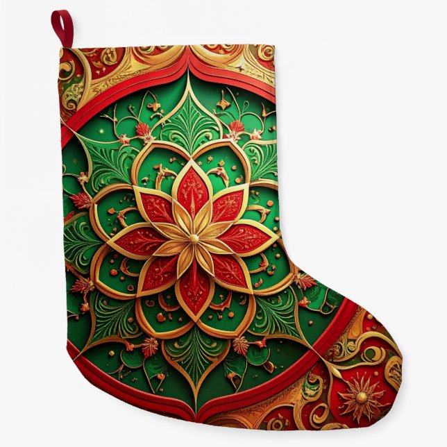 Red Gold Christmas Holiday Stocking (Front)