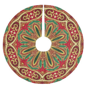 Red Gold Christmas Holiday Tree Skirt