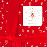 Red & Gold Christmas Modern Snowflake for Business Square Sticker<br><div class="desc">Red & Faux Gold Christmas Modern Snowflake for Business Square Sticker. Immerse yourself in the magic of the holiday season with our exceptional 'Black Christmas Modern Snowflake for Business Square Sticker.' This square sticker for businesses captures the essence of Christmas with its modern and elegant design. The detailed red and...</div>